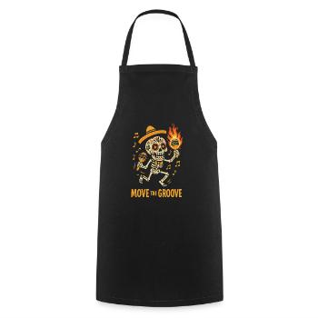 MOVE THE GROOVE: Skeleton Fiesta, Calavera Dance - Cooking Apron - black - Front - AI Model Male 185 dark (185cm)