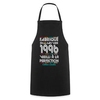 30th Anniversary - Made in January 1996 - Cooking Apron - black - Front - AI Model Male 185 dark (185cm)