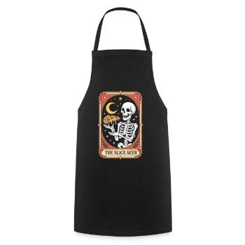 THE SLICE SEER Skelett Pizza Tarot Mond Sterne - Kochschürze - Schwarz - Vorne - AI Model Male 185 dark (185cm)