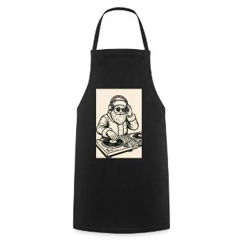 Père Noël DJ sur platines - Tablier de cuisine - noir - Devant - AI Model Male 185 dark (185cm)