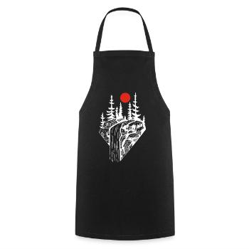 The red sun and the white waterfall - Cooking Apron - black - Front - AI Model Male 185 dark (185cm)