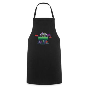 Neon Chameleon on Mushroom Rock - Cooking Apron - black - Front - AI Model Male 185 dark (185cm)