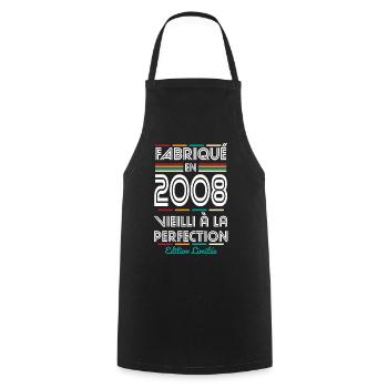 2008 – Made – Aged to perfection - Cooking Apron - black - Front - AI Model Male 185 dark (185cm)