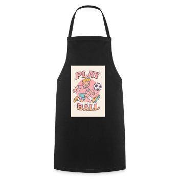 Jouer au football : motif rétro de dessin animé - Tablier de cuisine - noir - Devant - AI Model Male 185 dark (185cm)