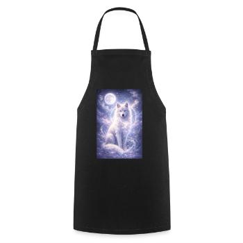 Autocollant Mystique Loup Lune Animal Fantastique Spirituel - Tablier de cuisine - noir - Devant - AI Model Male 185 dark (185cm)