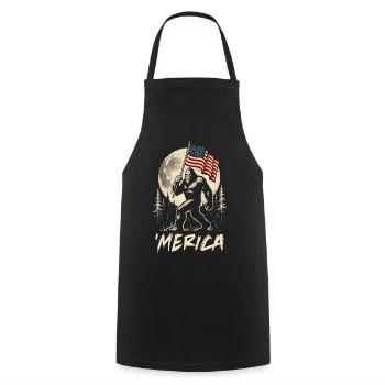 America Bigfoot Moon Funny Bigfoot for Men z - Cooking Apron - black - Front - AI Model Male 185 dark (185cm)