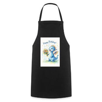 Blue Dragon with Bouquet of Flowers - Cooking Apron - black - Front - AI Model Male 185 dark (185cm)