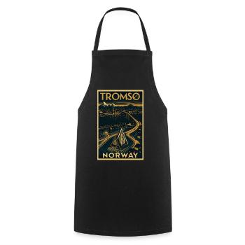 Tromsø Norwegen – Retro Reiseposter Art Deco - Kochschürze - Schwarz - Vorne - AI Model Male 185 dark (185cm)