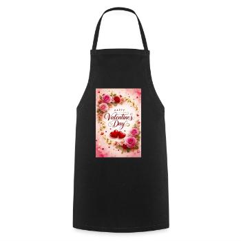 La Saint-Valentin : Des roses d’amour avec des cœurs - Tablier de cuisine - noir - Devant - AI Model Male 185 dark (185cm)