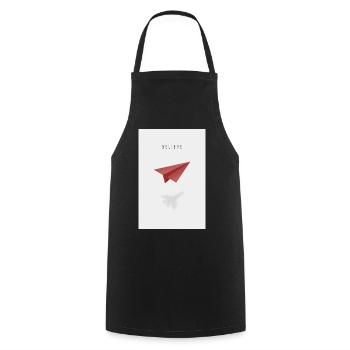 believe with paper airplane - Cooking Apron - black - Front - AI Model Male 185 dark (185cm)
