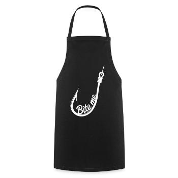 Bite Me Fishing Hook Emblem - Cooking Apron - black - Front - AI Model Male 185 dark (185cm)