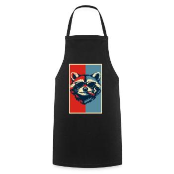 Raccoon Pop Art: Sunglasses Cigar - Cooking Apron - black - Front - AI Model Male 185 dark (185cm)