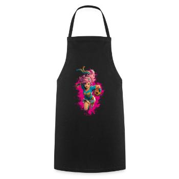 Football Girl Anime - Cooking Apron - black - Front - AI Model Male 185 dark (185cm)