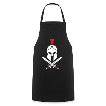 Logo Spartiate Épées Croisées Mascotte Spartan - Tablier de cuisine - noir - Devant - AI Model Male 185 dark (185cm)