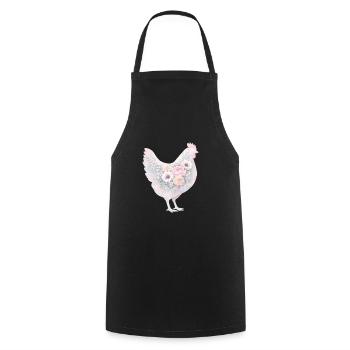 Peinture aquarelle de poule poule - Tablier de cuisine - noir - Devant - AI Model Male 185 dark (185cm)