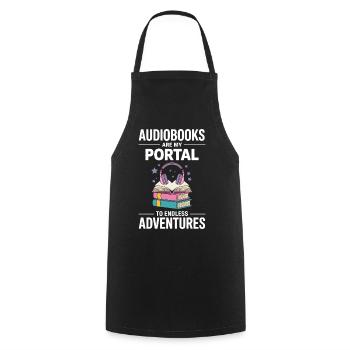 Les livres audio sont mon portail vers des aventures sans fin - Tablier de cuisine - noir - Devant - AI Model Male 185 dark (185cm)
