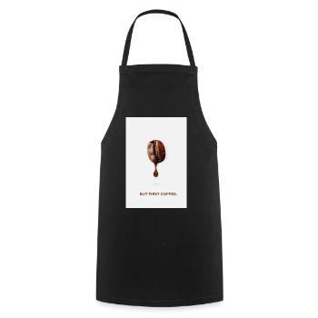 But First Coffee Minimalistisches Poster - Kochschürze - Schwarz - Vorne - AI Model Male 185 dark (185cm)