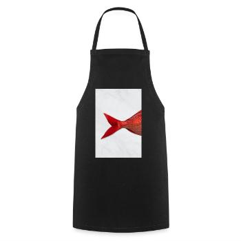 Red Fish Minimal Art Design - Cooking Apron - black - Front - AI Model Male 185 dark (185cm)