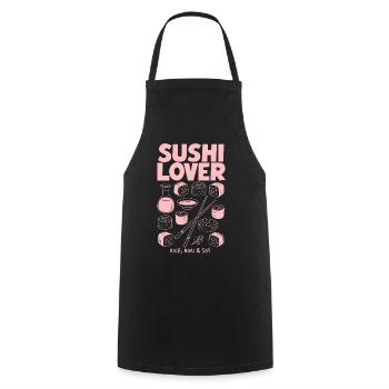 Sushi-Liebhaber Pink Neon Illustration - Kochschürze - Schwarz - Vorne - AI Model Male 185 dark (185cm)