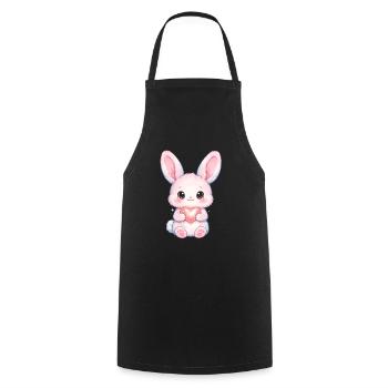 Zarter Hase mit Herzlicht - Kochschürze - Schwarz - Vorne - AI Model Male 185 dark (185cm)