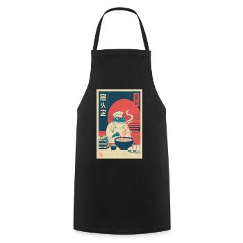 Frog Chef Ramen Retro Poster - Cooking Apron - black - Front - AI Model Male 185 dark (185cm)