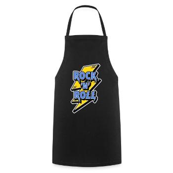 Rock'n'Roll-Logo mit Blitz - Kochschürze - Schwarz - Vorne - AI Model Male 185 dark (185cm)