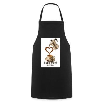 EspressoHerz aus Liebe - Kochschürze - Schwarz - Vorne - AI Model Male 185 dark (185cm)