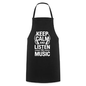 Restez calme et écoutez de la musique - Tablier de cuisine - noir - Devant - AI Model Male 185 dark (185cm)