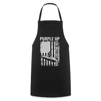 Purple for Military Kids (Subcategory Military Kid) - Cooking Apron - black - Front - AI Model Male 185 dark (185cm)