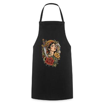 Poison and Roses - Cooking Apron - black - Front - AI Model Male 185 dark (185cm)