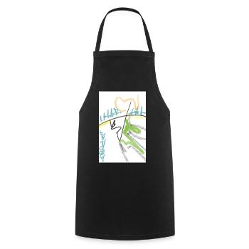 Herzlinie Graffiti Abstrakt - Kochschürze - Schwarz - Vorne - AI Model Male 185 dark (185cm)