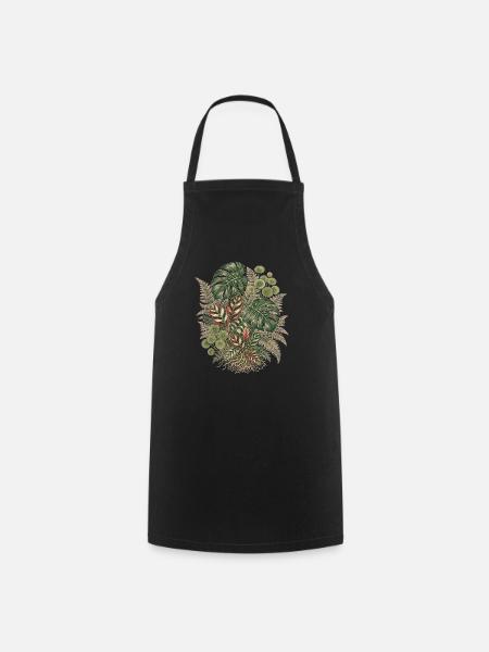 Botanical Jungle – Vintage Pflanzen Bouquet - Kochschürze - Schwarz