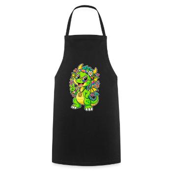 Hippie Dragon with Rainbow Bandana - Cooking Apron - black - Front - AI Model Male 185 dark (185cm)