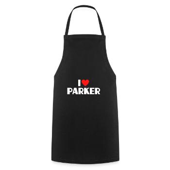 I Love Parker Red Heart Love Fan Gift - Cooking Apron - black - Front - AI Model Male 185 dark (185cm)
