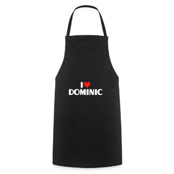 I love Dominic Rotes Herz Liebe Fan Geschenk - Kochschürze - Schwarz - Vorne - AI Model Male 185 dark (185cm)