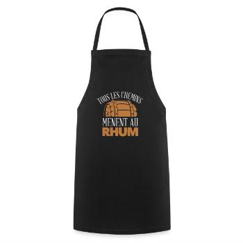 Tous les chemins menent au rhum 🥃 CADEAU HUMOUR - Tablier de cuisine - noir - Devant - AI Model Male 185 dark (185cm)