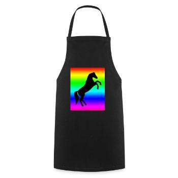 Regenbogen Pferd - Kochschürze - Schwarz - Vorne - AI Model Male 185 dark (185cm)