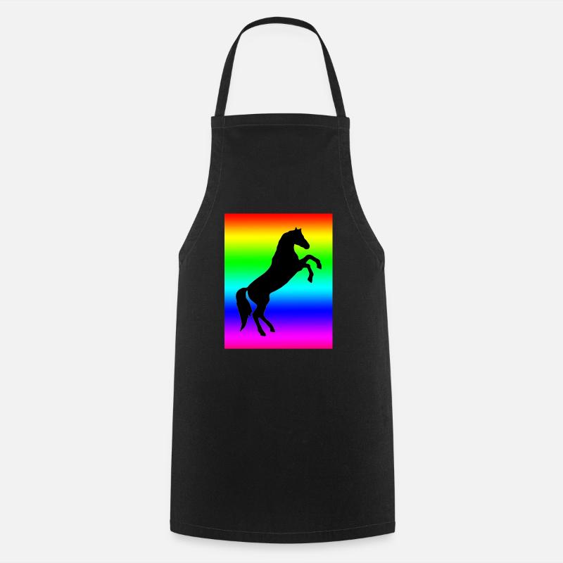 Rainbow Horse - Cooking Apron - black
