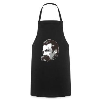 Nietzsche (3farbig) - Kochschürze - Schwarz - Vorne - AI Model Male 185 dark (185cm)