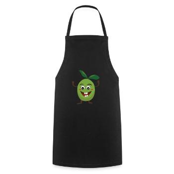 Olive vegan with a crazy and delicious expression - Cooking Apron - black - Front - AI Model Male 185 dark (185cm)