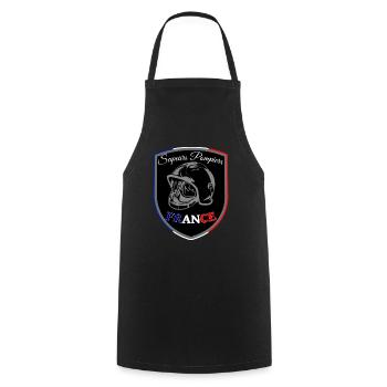 Firefighter blue white red France pennant BLACK - Cooking Apron - black - Front - AI Model Male 185 dark (185cm)