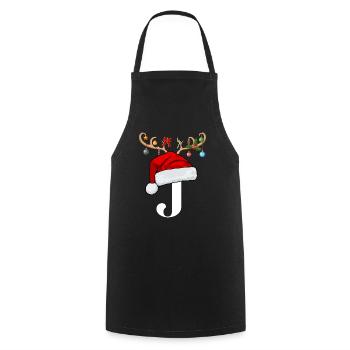 Lettre J bonnet de Noël - Tablier de cuisine - noir - Devant - AI Model Male 185 dark (185cm)