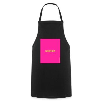 She / Her - Kochschürze - Schwarz - Vorne - AI Model Male 185 dark (185cm)