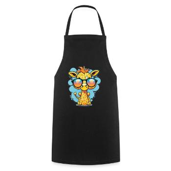 Kawaii mignonne girafe colorée heureuse avec des lunettes de soleil - Tablier de cuisine - noir - Devant - AI Model Male 185 dark (185cm)