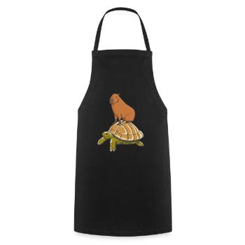 Capybara chevauche une tortue - Tablier de cuisine - noir - Devant - AI Model Male 185 dark (185cm)
