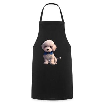 Propriétaire de chien Caniche avec nœud papillon Chiot de chien Chiot caniche - Tablier de cuisine - noir - Devant - AI Model Male 185 dark (185cm)