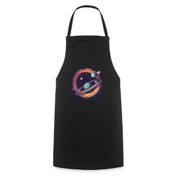 Sort d’étoile de Saturne - Tablier de cuisine - noir - Devant - AI Model Male 185 dark (185cm)