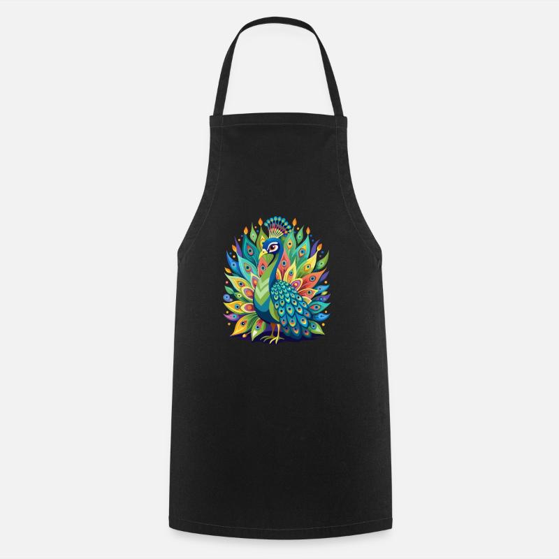 Peacock Magic - Cooking Apron - black