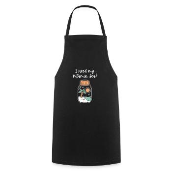 J’ai besoin de ma vitamine mer plage en bouteille drôle - Tablier de cuisine - noir - Devant - AI Model Male 185 dark (185cm)