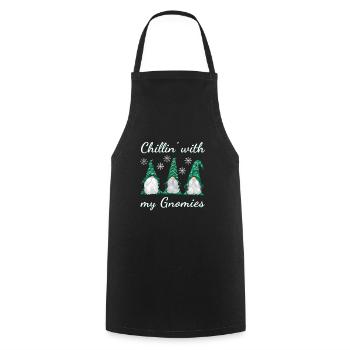 Chillin avec mes gnomies - Gnomes de Noël - Tablier de cuisine - noir - Devant - AI Model Male 185 dark (185cm)